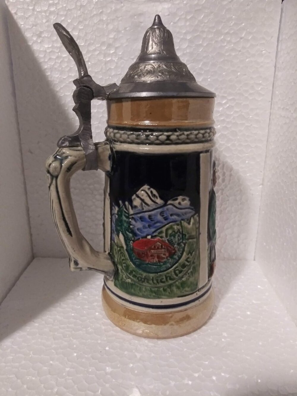 Antique Vintage German Beer Stein Heilt allen Schmerz Ein Frohlich Herz - Rudesh